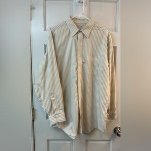 Brooks Brothers Mens Shirt 17 34/35 White Blue Yellow Stripe Button Down
